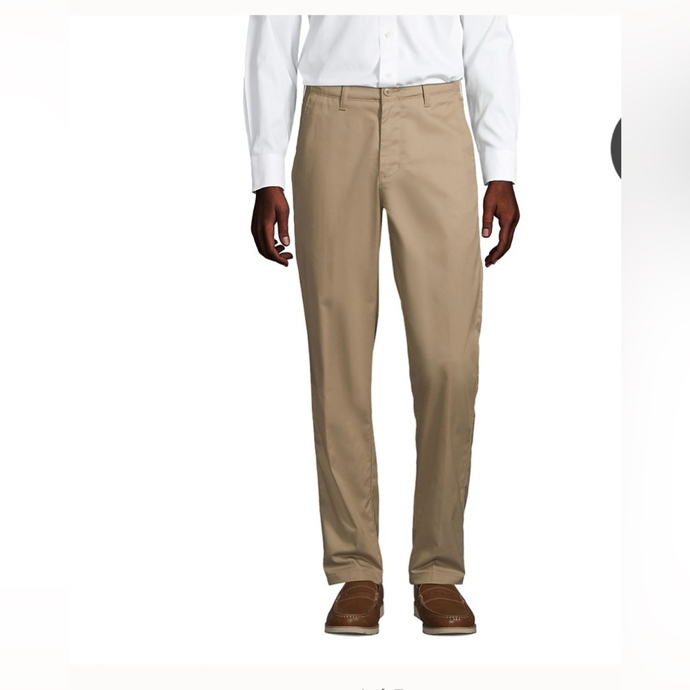 Lands End men’s size 34/33‎ khaki pants flat front straight leg with pockets